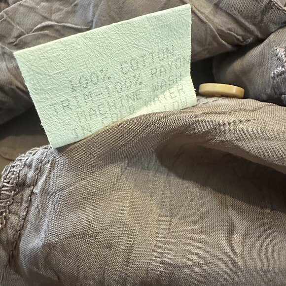 Johnny Was Embroidered Button Blouse Boho Crinkle Cotton Rayon Top Mauve Small - Picture 12 of 12